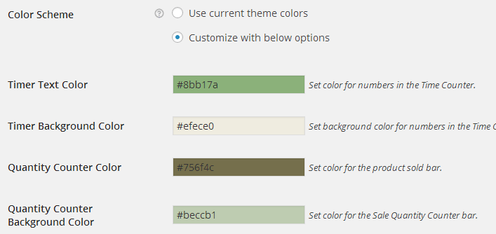 Set Countdown Box color scheme