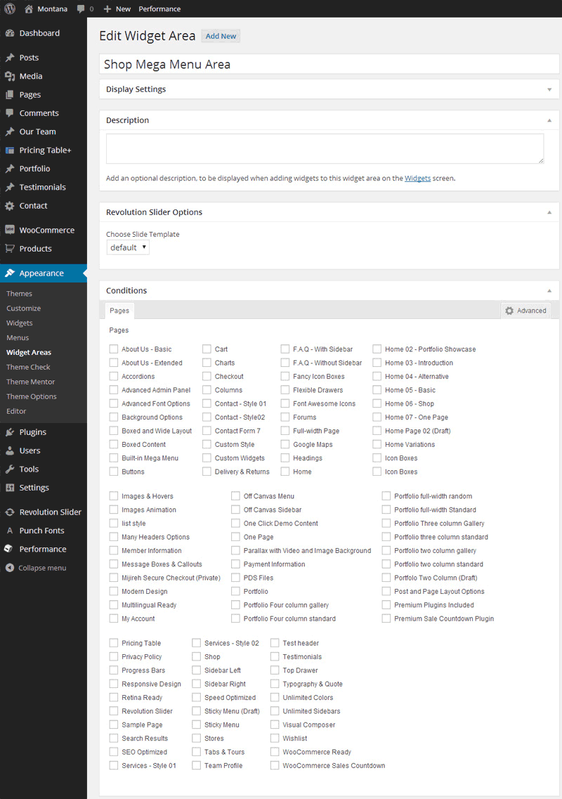 Montana User Defined Sidebar